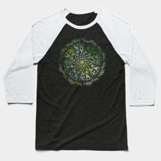 Plant For Pollinators Lime Lettering Mandala Filigree Baseball T-Shirt